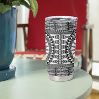 All White Tonga Malo e lelei Tumbler Cup Vintage Ngatu Tribal Pattern LT9 - Polynesian Pride