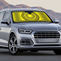 All Yellow Tonga Malo e lelei Auto Sun Shade Vintage Ngatu Tribal Pattern LT9 - Polynesian Pride
