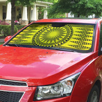 All Yellow Tonga Malo e lelei Auto Sun Shade Vintage Ngatu Tribal Pattern LT9 - Polynesian Pride