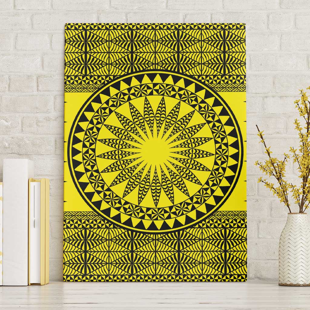 All Yellow Tonga Malo e lelei Canvas Wall Art Vintage Ngatu Tribal Pattern LT9 Without Frame Yellow - Polynesian Pride