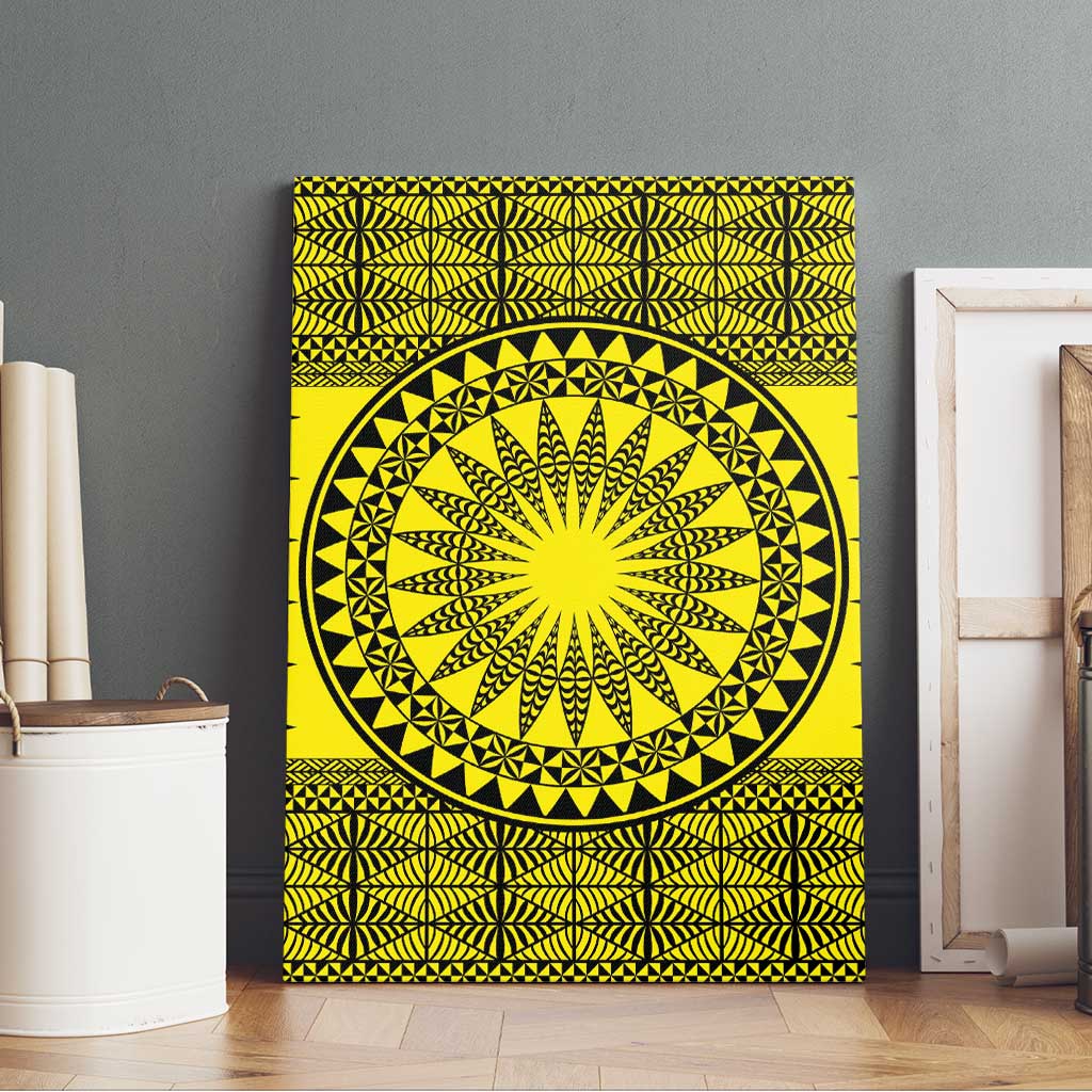 All Yellow Tonga Malo e lelei Canvas Wall Art Vintage Ngatu Tribal Pattern LT9 - Polynesian Pride