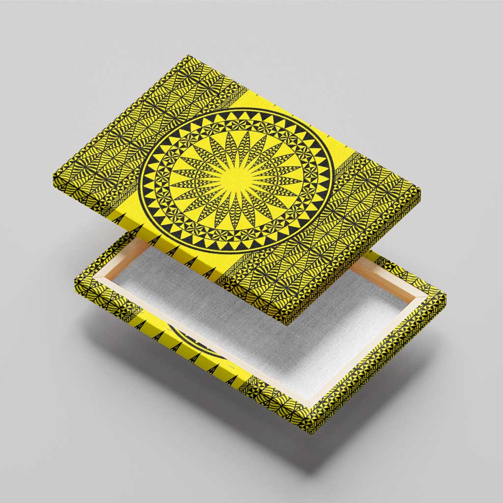 All Yellow Tonga Malo e lelei Canvas Wall Art Vintage Ngatu Tribal Pattern LT9 - Polynesian Pride