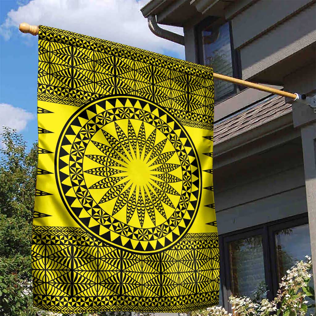 All Yellow Tonga Malo e lelei Garden Flag Vintage Ngatu Tribal Pattern LT9 - Polynesian Pride