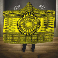 All Yellow Tonga Malo e lelei Hooded Blanket Vintage Ngatu Tribal Pattern LT9 - Polynesian Pride