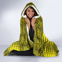 All Yellow Tonga Malo e lelei Hooded Blanket Vintage Ngatu Tribal Pattern LT9 - Polynesian Pride