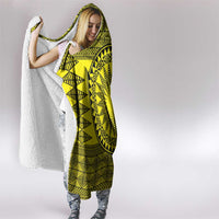 All Yellow Tonga Malo e lelei Hooded Blanket Vintage Ngatu Tribal Pattern LT9 - Polynesian Pride