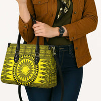 All Yellow Tonga Malo e lelei Leather Bag Vintage Ngatu Tribal Pattern LT9 - Polynesian Pride