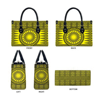 All Yellow Tonga Malo e lelei Leather Bag Vintage Ngatu Tribal Pattern LT9 - Polynesian Pride