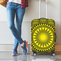 All Yellow Tonga Malo e lelei Luggage Cover Vintage Ngatu Tribal Pattern LT9 - Polynesian Pride