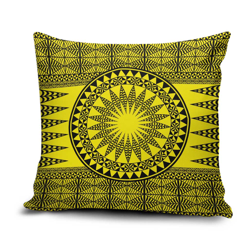 All Yellow Tonga Malo e lelei Pillow Cover Vintage Ngatu Tribal Pattern LT9 Yellow - Polynesian Pride