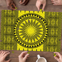 All Yellow Tonga Malo e lelei Puzzle Vintage Ngatu Tribal Pattern LT9 - Polynesian Pride