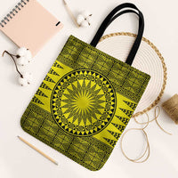 All Yellow Tonga Malo e lelei Tote Bag Vintage Ngatu Tribal Pattern LT9 Black Strap One Size Yellow - Polynesian Pride