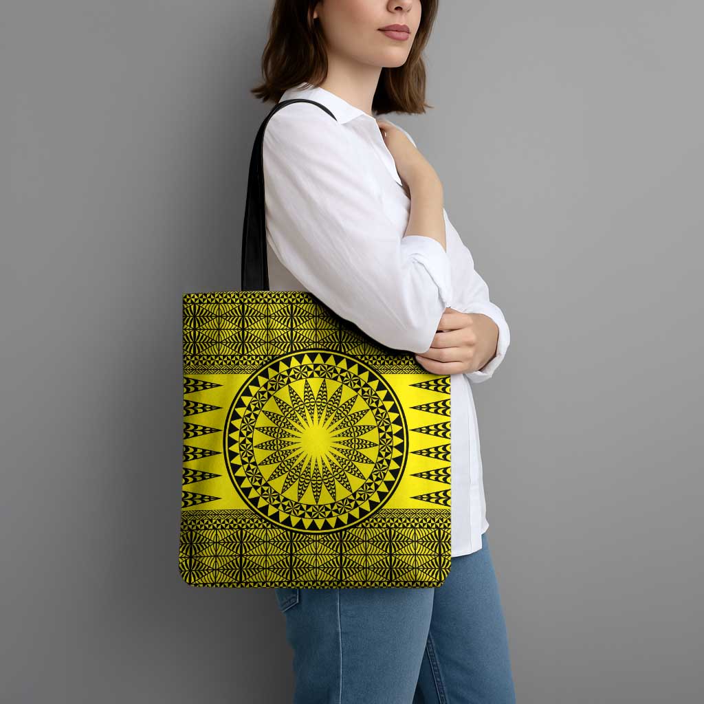 All Yellow Tonga Malo e lelei Tote Bag Vintage Ngatu Tribal Pattern LT9 - Polynesian Pride