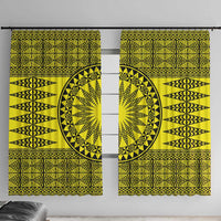 All Yellow Tonga Malo e lelei Window Curtain Vintage Ngatu Tribal Pattern LT9 With Hooks Yellow - Polynesian Pride