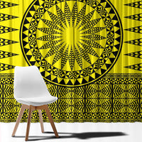 All Yellow Tonga Malo e lelei Window Curtain Vintage Ngatu Tribal Pattern LT9 - Polynesian Pride