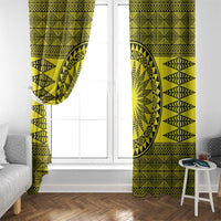 All Yellow Tonga Malo e lelei Window Curtain Vintage Ngatu Tribal Pattern LT9 - Polynesian Pride