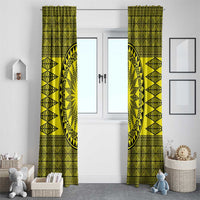 All Yellow Tonga Malo e lelei Window Curtain Vintage Ngatu Tribal Pattern LT9 - Polynesian Pride