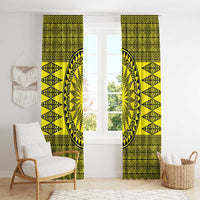 All Yellow Tonga Malo e lelei Window Curtain Vintage Ngatu Tribal Pattern LT9 - Polynesian Pride