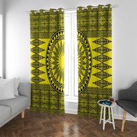 All Yellow Tonga Malo e lelei Window Curtain Vintage Ngatu Tribal Pattern LT9 With Grommets Yellow - Polynesian Pride