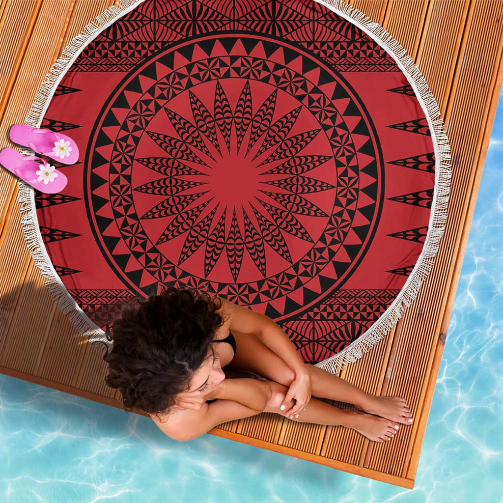 All Red Tonga Malo e lelei Beach Blanket Vintage Ngatu Tribal Pattern LT9 - Polynesian Pride