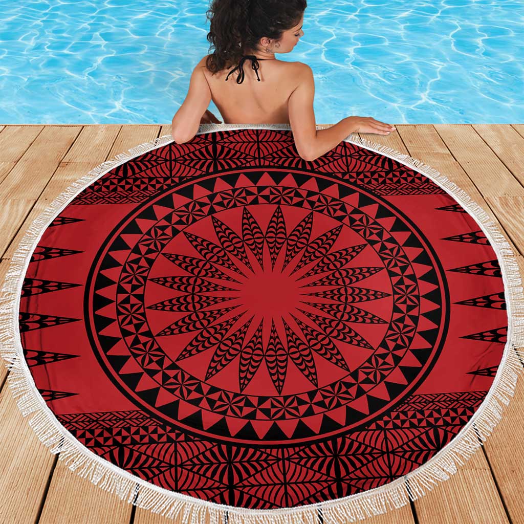 All Red Tonga Malo e lelei Beach Blanket Vintage Ngatu Tribal Pattern LT9 - Polynesian Pride