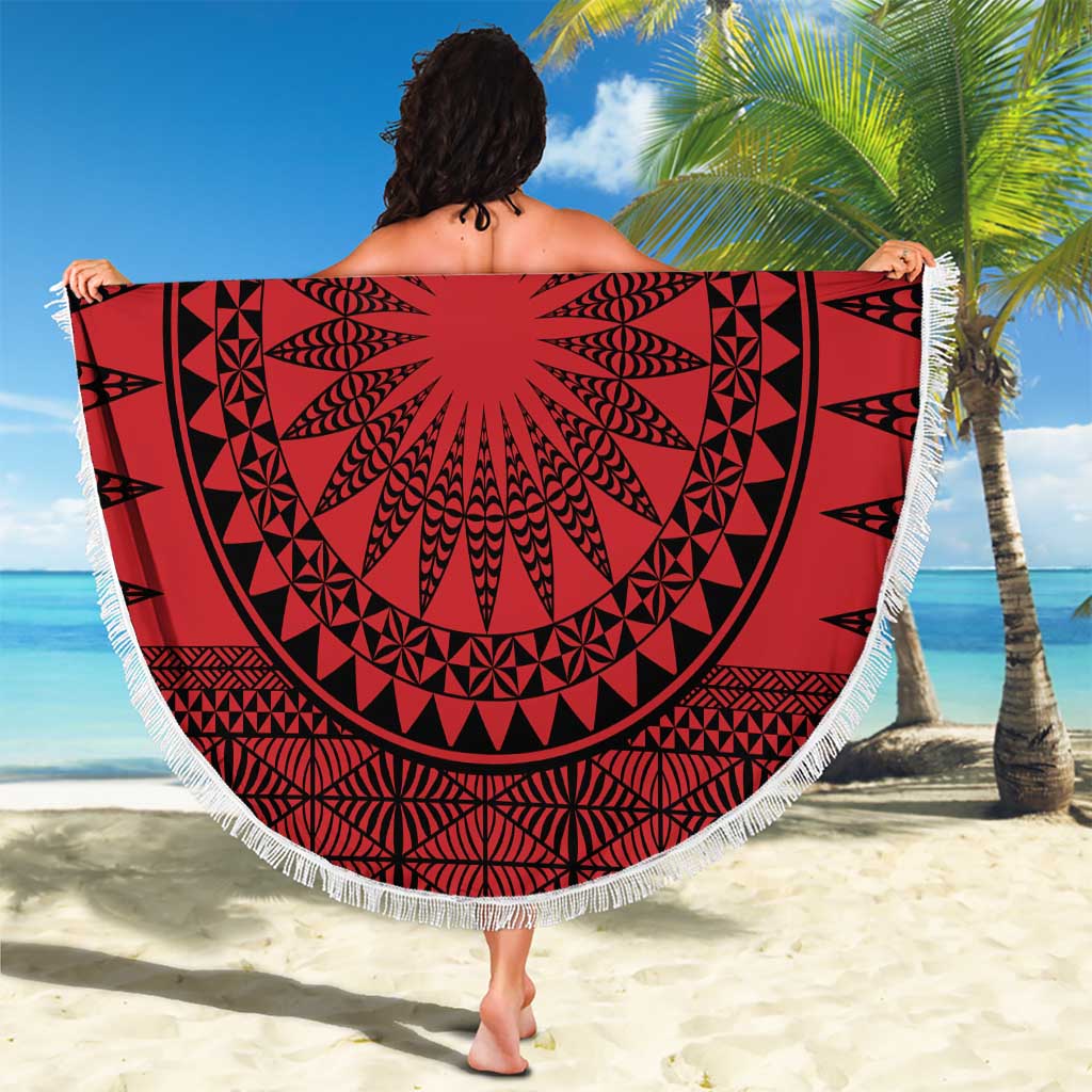 All Red Tonga Malo e lelei Beach Blanket Vintage Ngatu Tribal Pattern LT9 - Polynesian Pride
