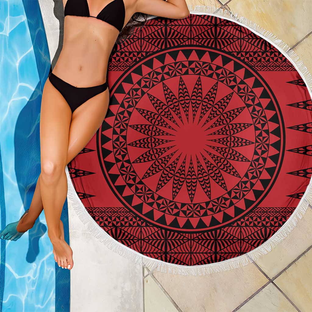 All Red Tonga Malo e lelei Beach Blanket Vintage Ngatu Tribal Pattern LT9 - Polynesian Pride