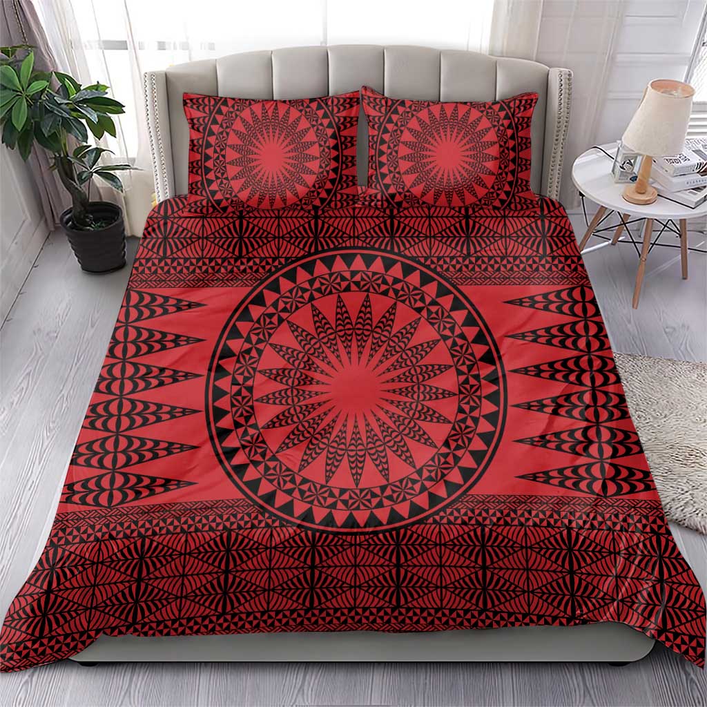 All Red Tonga Malo e lelei Bedding Set Vintage Ngatu Tribal Pattern LT9 - Polynesian Pride