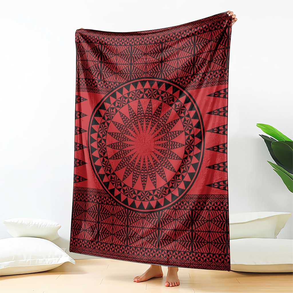 All Red Tonga Malo e lelei Blanket Vintage Ngatu Tribal Pattern LT9 - Polynesian Pride