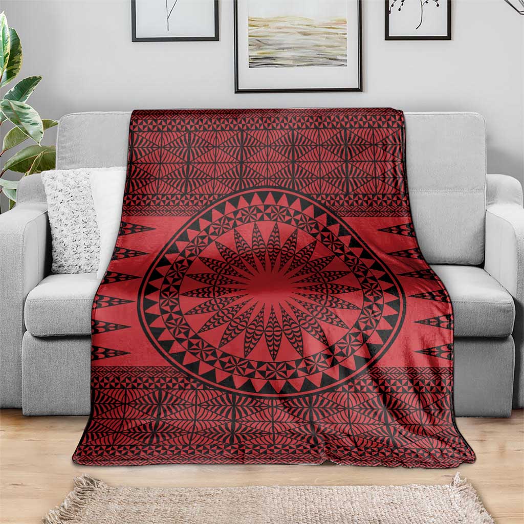 All Red Tonga Malo e lelei Blanket Vintage Ngatu Tribal Pattern LT9 - Polynesian Pride