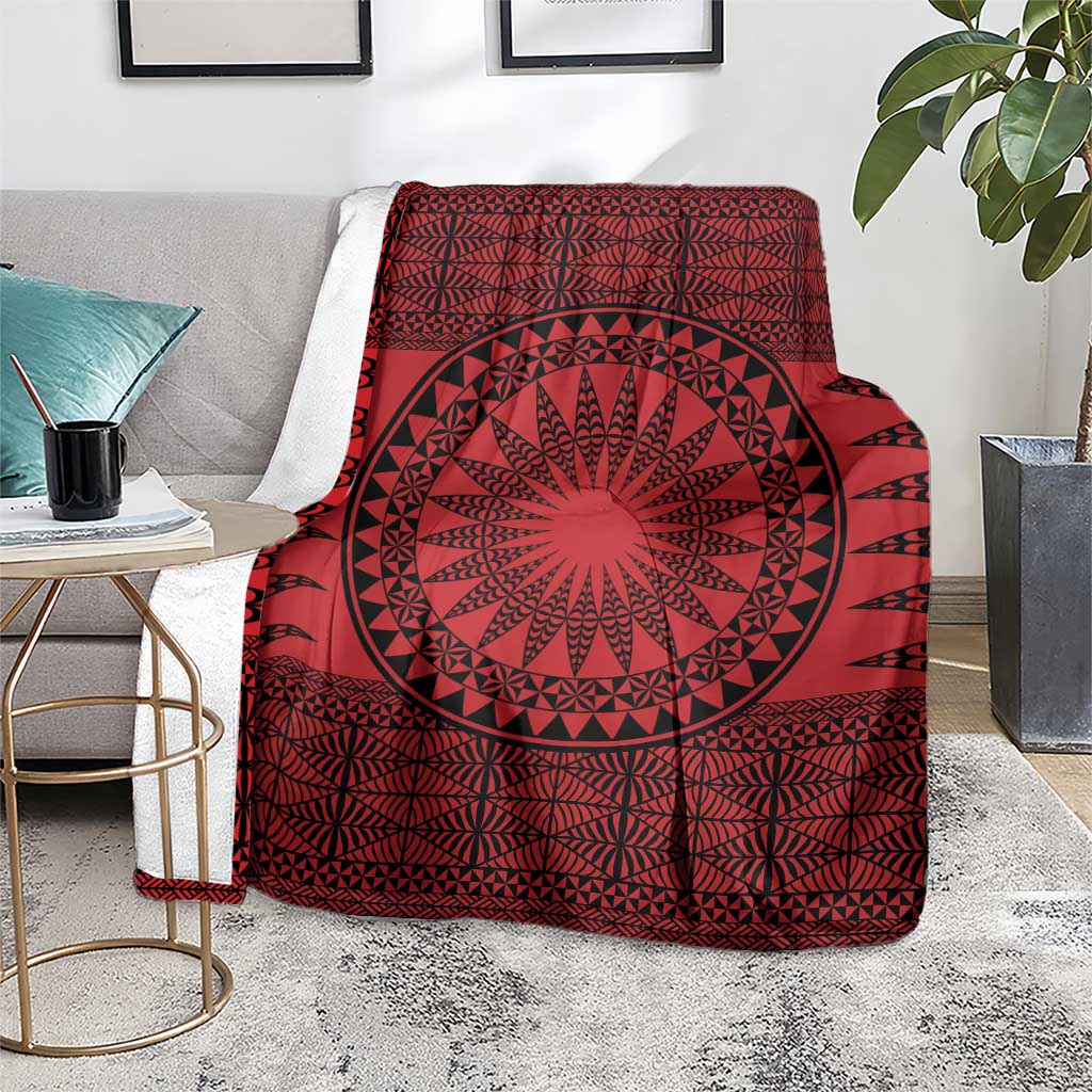 All Red Tonga Malo e lelei Blanket Vintage Ngatu Tribal Pattern LT9 - Polynesian Pride