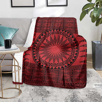All Red Tonga Malo e lelei Blanket Vintage Ngatu Tribal Pattern LT9 - Polynesian Pride