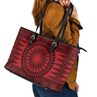 All Red Tonga Malo e lelei Leather Tote Bag Vintage Ngatu Tribal Pattern LT9 - Polynesian Pride