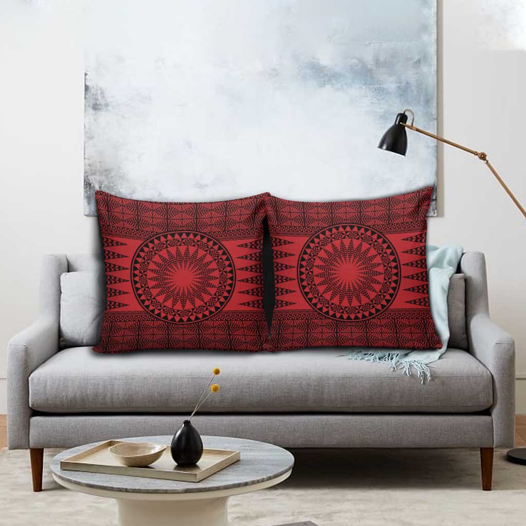 All Red Tonga Malo e lelei Pillow Cover Vintage Ngatu Tribal Pattern LT9 - Polynesian Pride