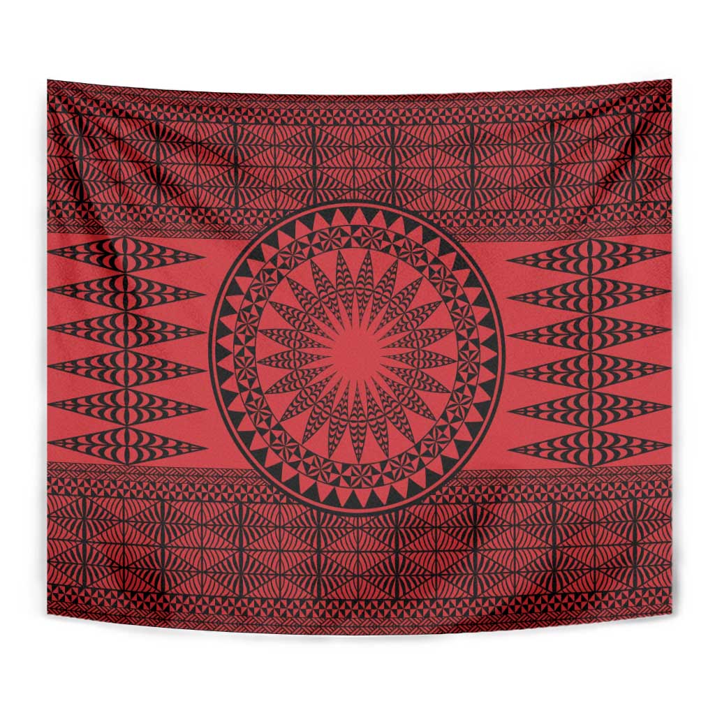 All Red Tonga Malo e lelei Tapestry Vintage Ngatu Tribal Pattern LT9 - Polynesian Pride