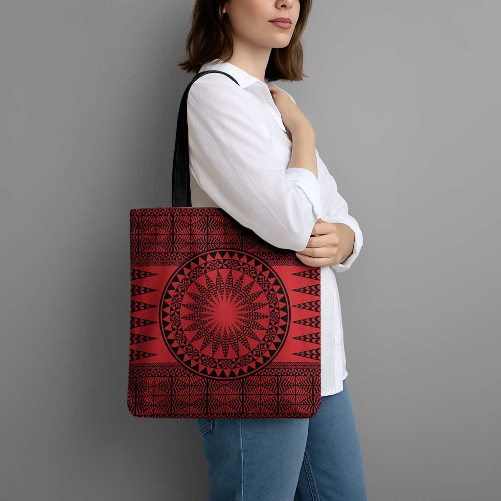 All Red Tonga Malo e lelei Tote Bag Vintage Ngatu Tribal Pattern LT9 - Polynesian Pride