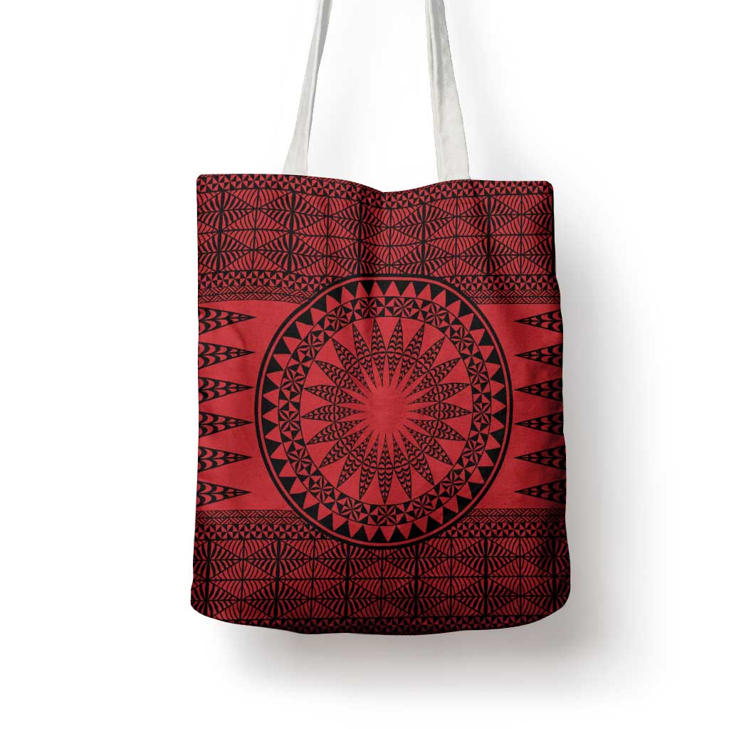 All Red Tonga Malo e lelei Tote Bag Vintage Ngatu Tribal Pattern LT9 - Polynesian Pride