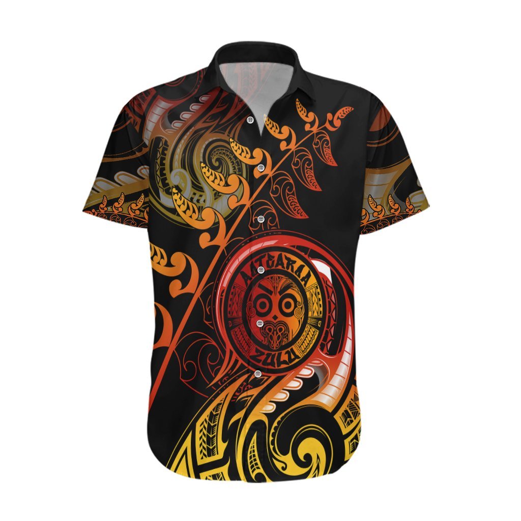 New Zealand Hawaiian Shirt Aotearoa Wisdom Face Maori Fern Tattoo Arty LT9 Reggae - Polynesian Pride