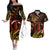 New Zealand Couples Matching Off The Shoulder Long Sleeve Dress and Hawaiian Shirt Aotearoa Hei-Tiki Maori Fern Tattoo Arty LT9 Reggae - Polynesian Pride