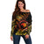 New Zealand Off Shoulder Sweater Aotearoa Kiwi Bird Maori Fern Tattoo Arty LT9 Women Reggae - Polynesian Pride