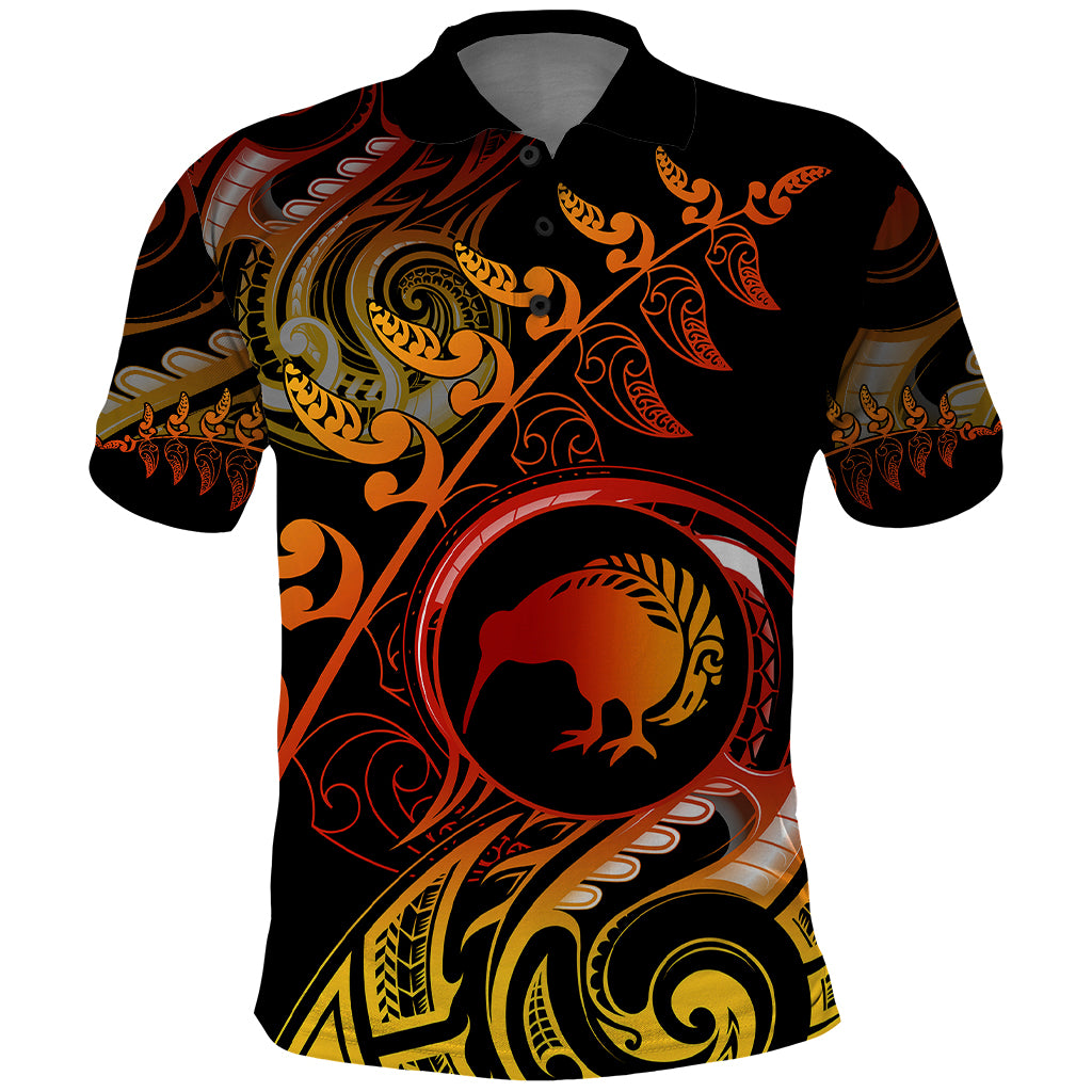 New Zealand Polo Shirt Aotearoa Kiwi Bird Maori Fern Tattoo Arty LT9 Reggae - Polynesian Pride