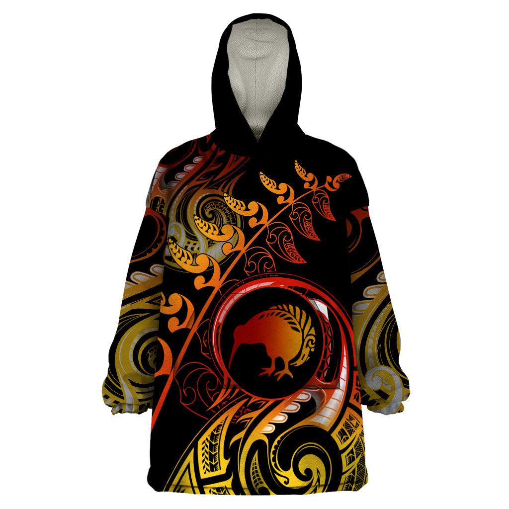 New Zealand Wearable Blanket Hoodie Aotearoa Kiwi Bird Maori Fern Tattoo Arty LT9 One Size Reggae - Polynesian Pride