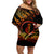 New Zealand Off Shoulder Short Dress Aotearoa Manaia Maori Fern Tattoo Arty LT9 Women Reggae - Polynesian Pride