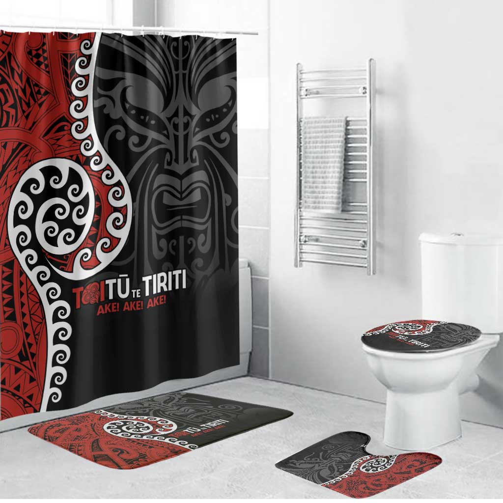 Honour The Treaty New Zealand Bathroom Set Toitu Te Tiriti Ake Ake Ake LT9 Bathroom Set (4 pcs) Red - Polynesian Pride