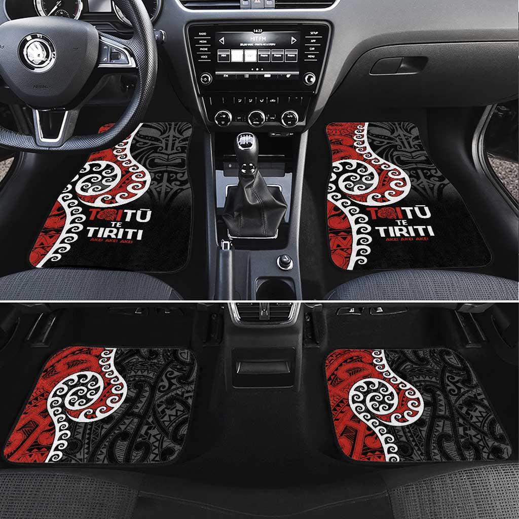 Honour The Treaty New Zealand Car Mats Toitu Te Tiriti Ake!Ake!Ake! LT9 Set 4pcs Black - Polynesian Pride
