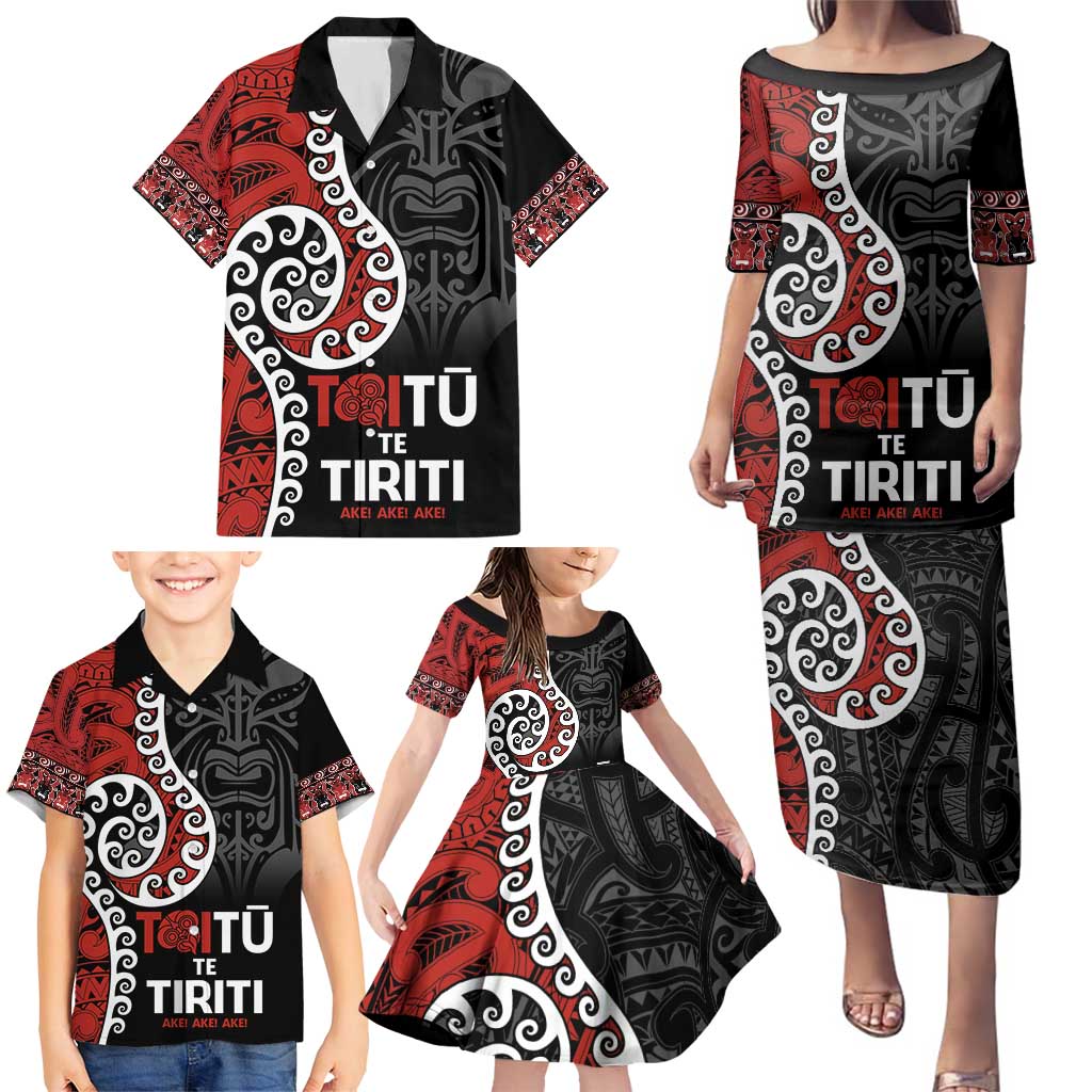 Honour The Treaty New Zealand Family Matching Puletasi and Hawaiian Shirt Toitu Te Tiriti Ake!Ake!Ake!