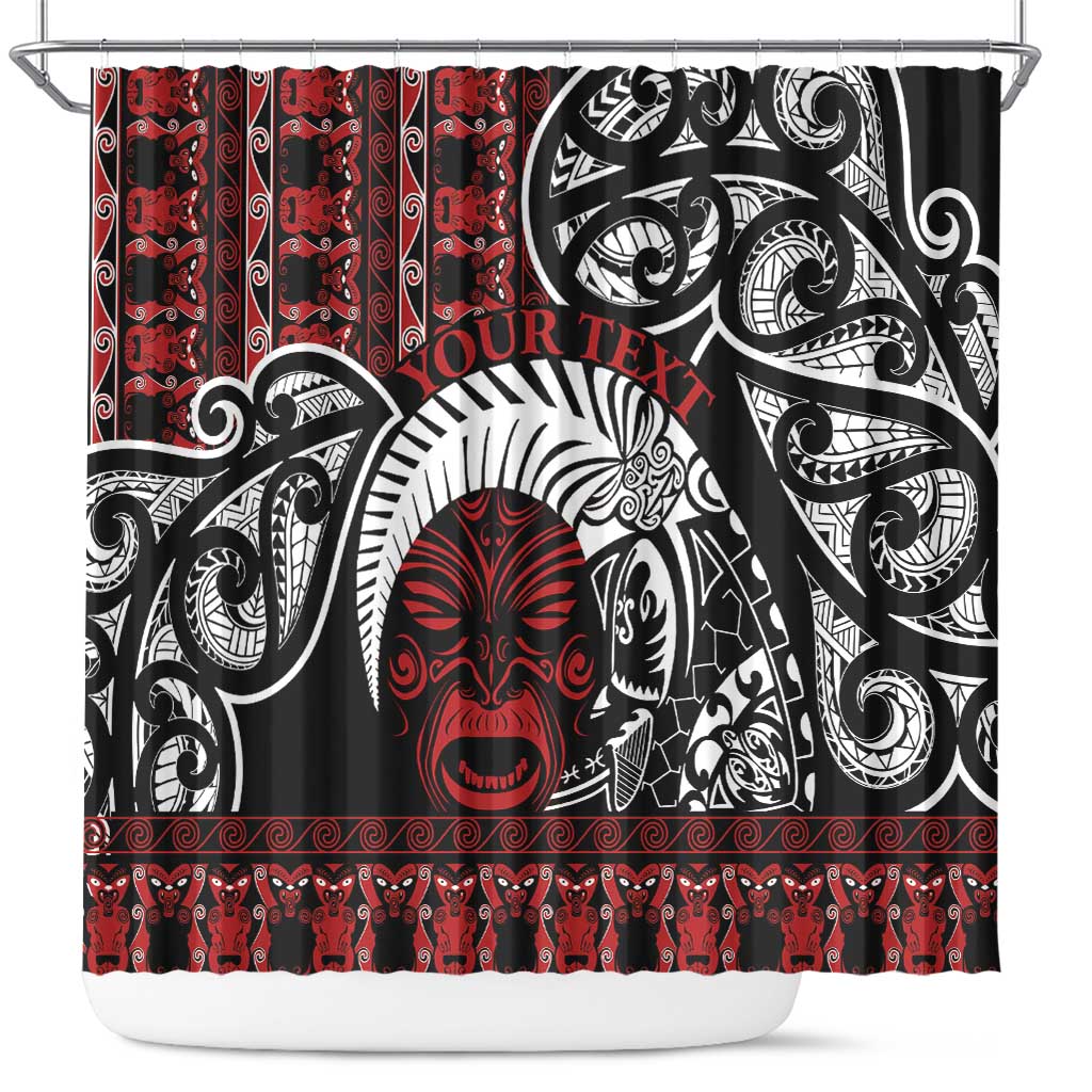 Honour The Treaty New Zealand Personalised Shower Curtain Toitu Te Tiriti Indigenous Maori Face LT9 Black - Polynesian Pride