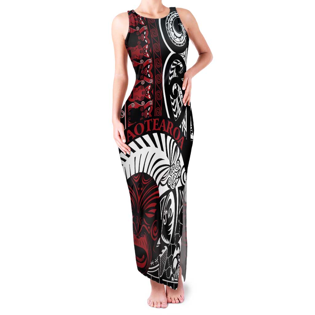 Honour The Treaty New Zealand Personalised Tank Maxi Dress Toitu Te Tiriti Indigenous Maori Face