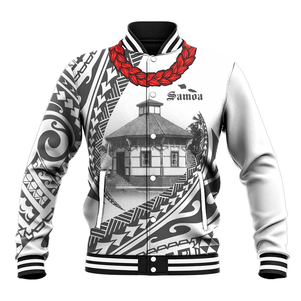Samoa Mau Movement House Personalised Baseball Jacket Fa'a Samoa The Samoan Way LT9 Unisex White - Polynesian Pride