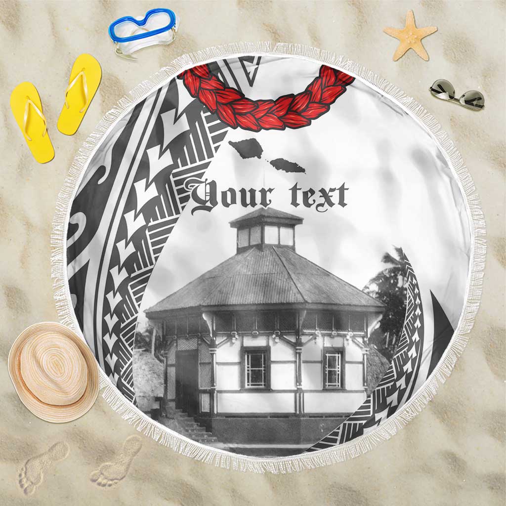 Samoa Mau Movement House Personalised Beach Blanket Fa'a Samoa The Samoan Way LT9 One Size 150cm White - Polynesian Pride